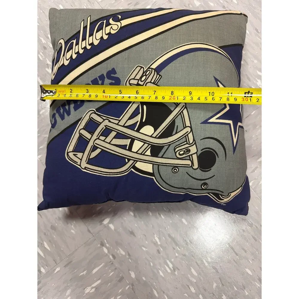 Vintage 70s 80s Dallas Cowboys NFL Football Helmet Throw Pillow Blue Gray Retro